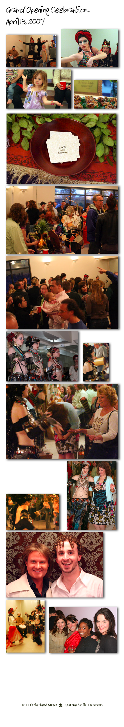 Grand Opening Celebration...
April 13, 2007
￼  ￼￼ ￼         
  
 ￼￼ ￼   ￼  ￼        ￼  ￼   ￼
￼    ￼   ￼




1011 Fatherland Street  d  East Nashville, TN 37206
info@kaliyugayoga.com

